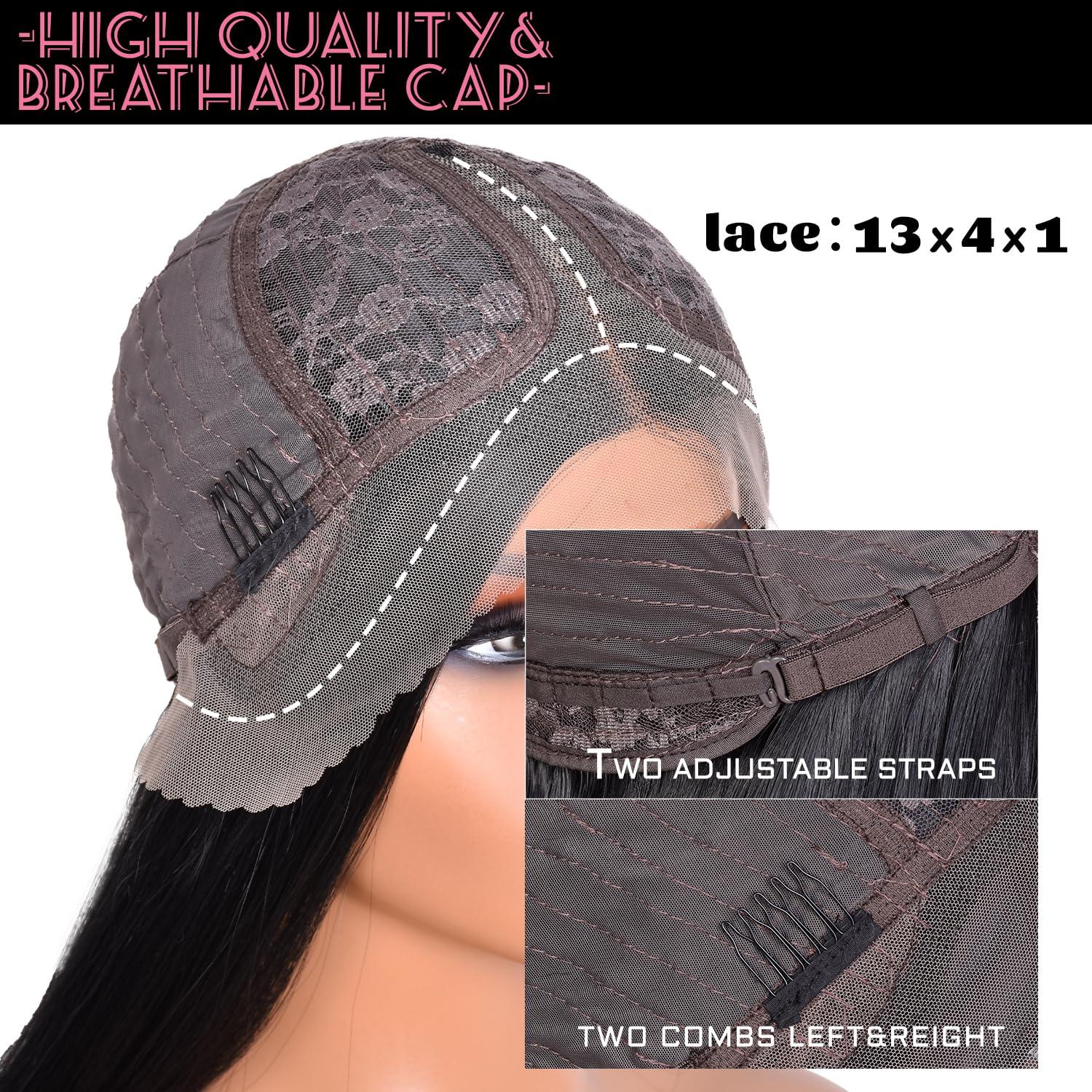 MURAME MURAME 26Inch Lace Front Ginger Wig,Pre-Plucked 13x4x1 Synthetic HD Lace Front Wigs for Women Long Straight Glueless Ready to Wear Wig Orange Ginger Wig