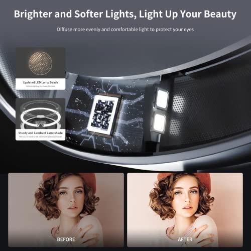 AMIRO AMIRO 9\" Lighted Makeup Mirror with Smart Sensor & Touch-Control, 3 Colors & 6 Brightness, Rechargeable & Cordless, Memory Function, Free Rotation, Gift for Woman - White