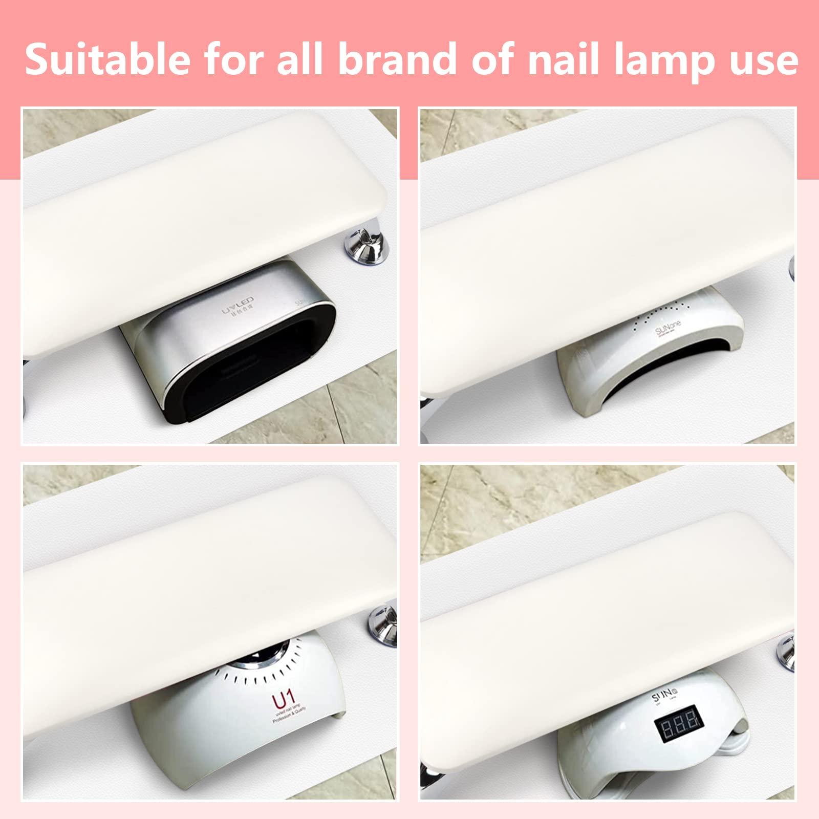 LIONVISON Nail Arm Rest for Acrylic Nails with Nail Table Mat, Microfiber Leather Nail Hand Rest Cushion for Nails, Soft Hand Pillow Footstool with Foldable Nail Art Hand Rest Pad for Nail Tech Use (White)