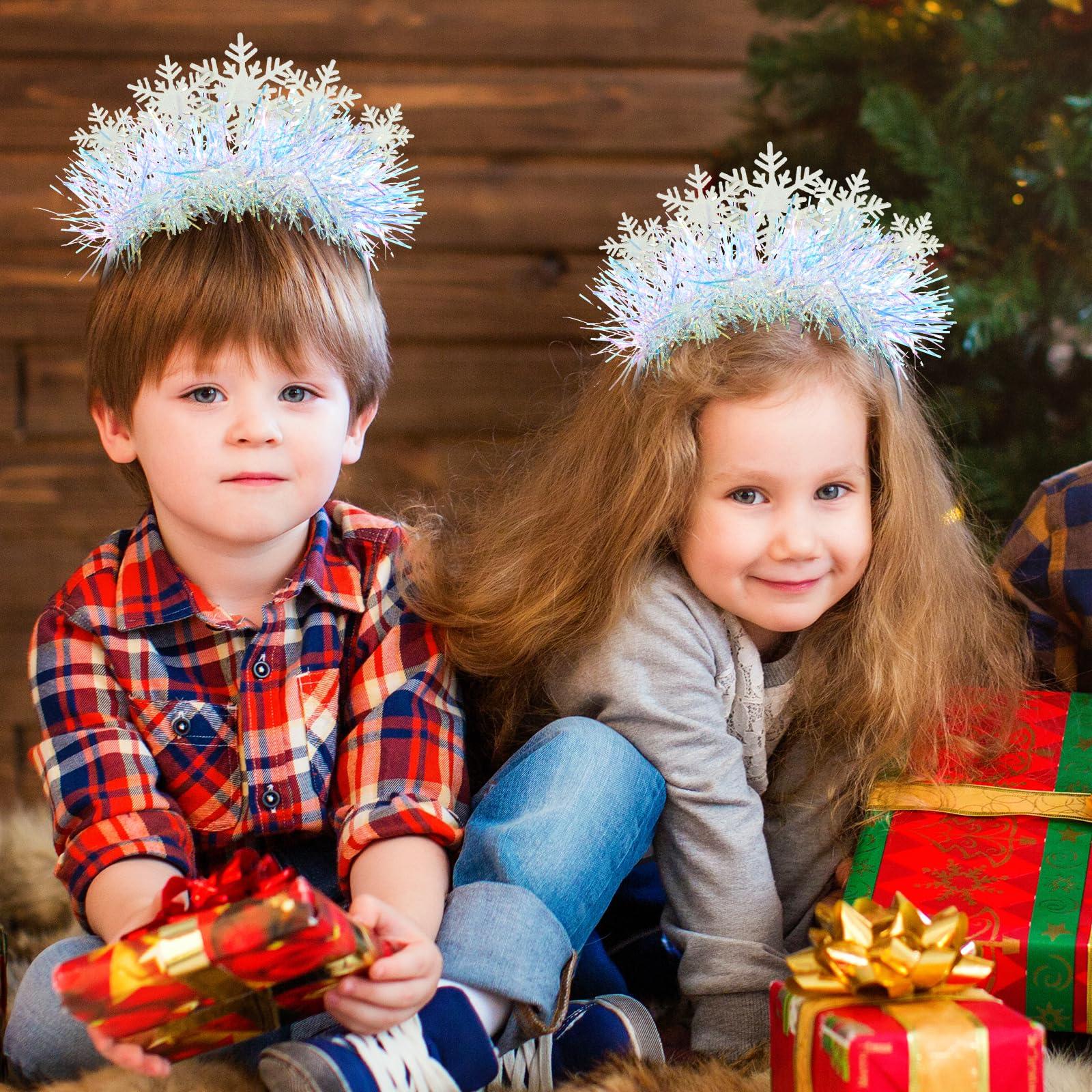 LOGOFUN LOGOFUN Christmas Snowflake Headband Sparkling Snowflake Hairband with Tinsel Xmas Theme Snowflake Hair Hoops for Women Girls Christmas Holiday Birthday Party Costume Accessories