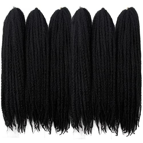 BYKSVIOC Afro Kinky Twist Crochet Hair Braids Marley Braid Hair 24inch Senegalese Curly Crochet Synthetic Braiding Hair (6Packs,#1B)