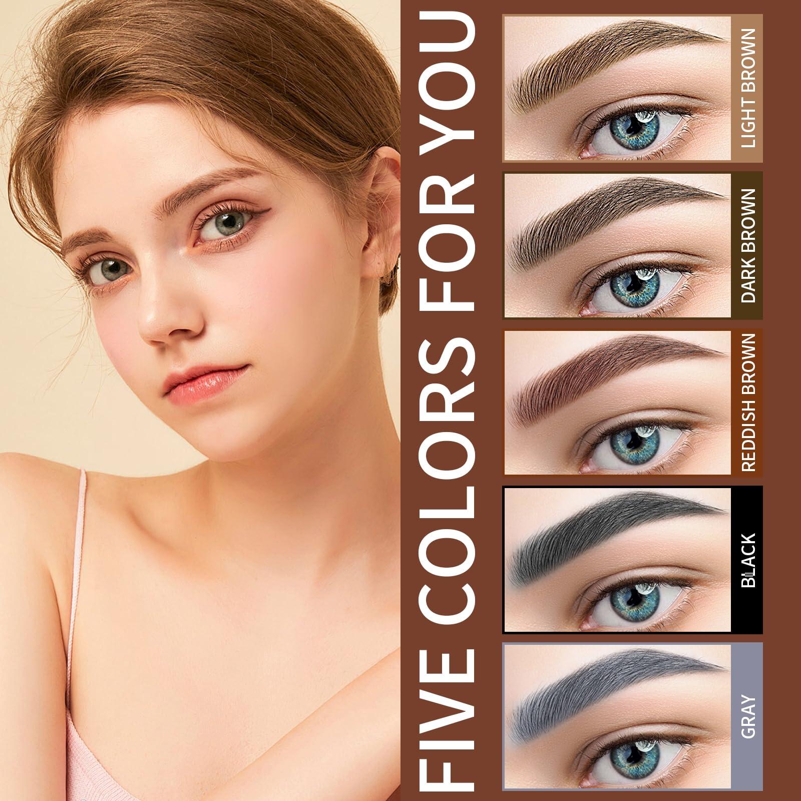 QIC QIC Eyebrow 4 Tip Brow Pencil,Microblading Eyebrow Pen Waterproof Long-Lasting Eyebrow Microblading Pen Eyebrow Pencil with an Upgrade Micro-Fork Tip Applicator for Natural Eyebrow (Reddish Brown-03)