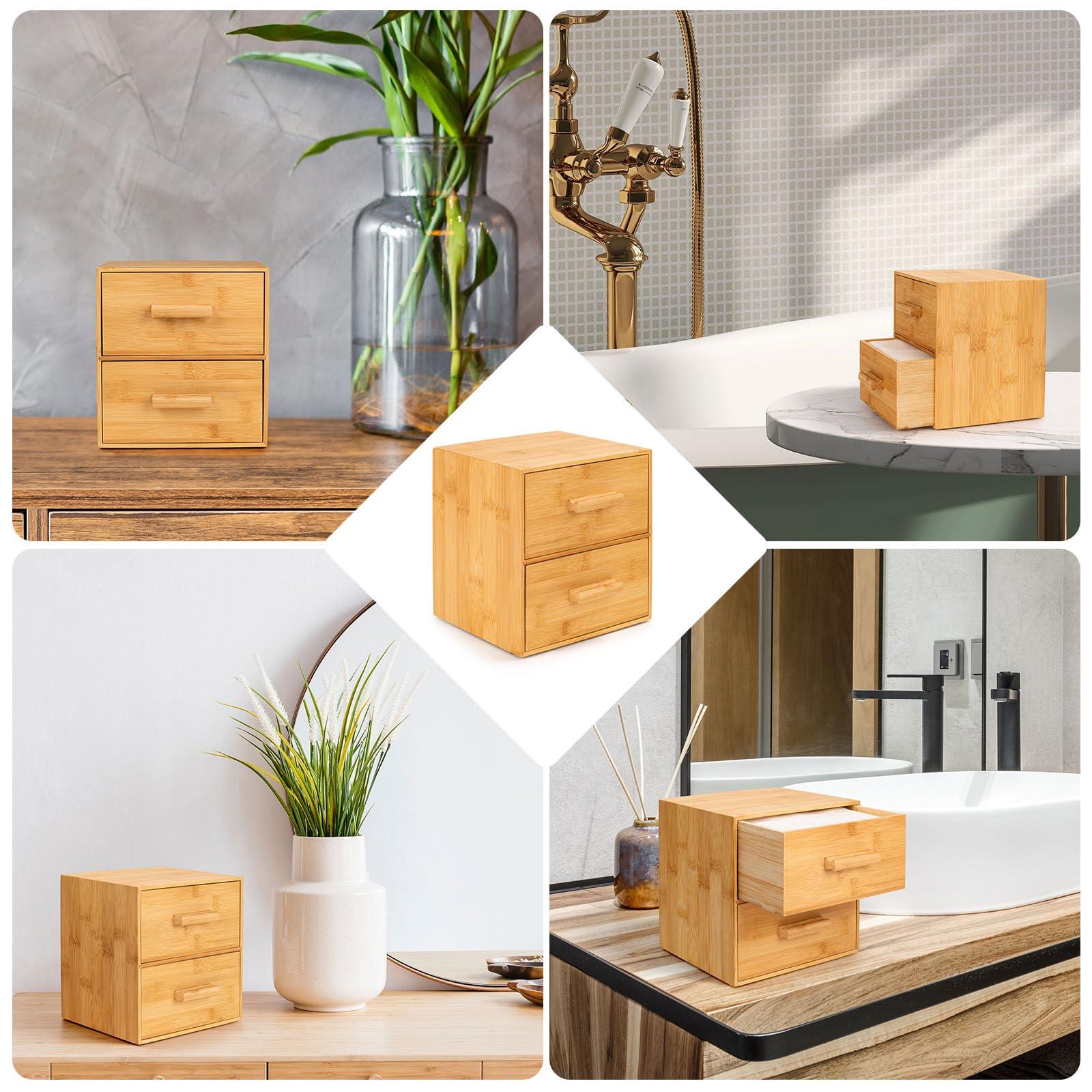 Chokoter Bamboo Box with Makeup Remover Wipes, 50 PCS XL Disposable Face Towels, Wash Cloths for Your Face and Body, Double-drawer Bamboo Container for Face Towelettes (Bamboo Container, 50 Face Cloths)