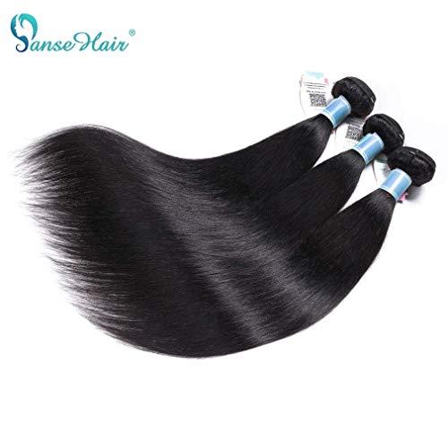 Panse Hair 10A Straight Bundles with Closure Human Hair (14 16 18 with 12 Inch) Brazilian Human Hair Bundles with Closure 100% Unprocessed Virgin Remy Straight Hair Weave Bundles with Closure 4x4 Three Part