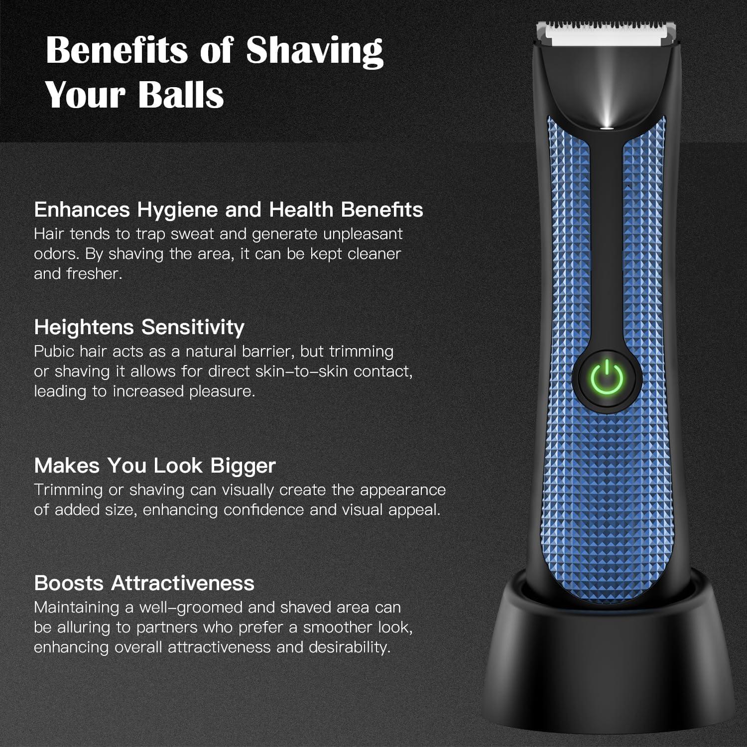 SRS Ball Trimmer Shaver, Waterproof Electric Body Hair Trimmer for Men Women Wet Dry Use, Blue