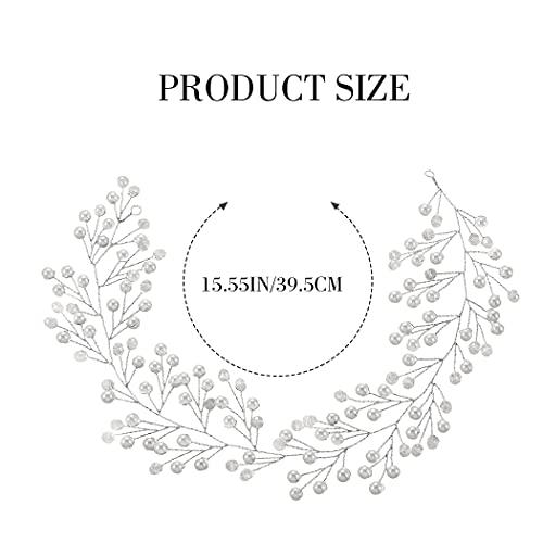 Yean Yean Babys Breath Hair Piece Wedding Hair Vine Silver Rhinestone Headband Bridal Branch Crystal Wreath Crown Bridal Flower Vine Accessories for Bride and Bridesmaid (Silver)