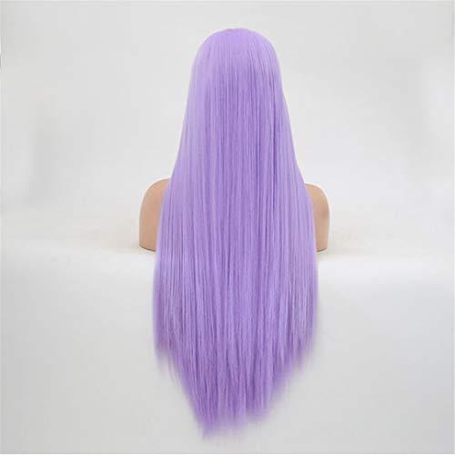 SSJFZM Glueless Synthetic Lace Front Wigs Long Straight Purple Wigs For Black/White Women High Temperature Hair Wigs 18inches