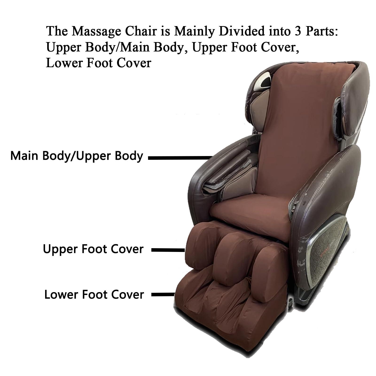 NinthAvenue Basics Full Body Shiatsu Massage Chair Cover, Zero Gravity Universal Stretch Fabric Massage Chair Dustproof Cover, Removable Shield Recliner Wing Chair Slipcovers,Brown,Full Body