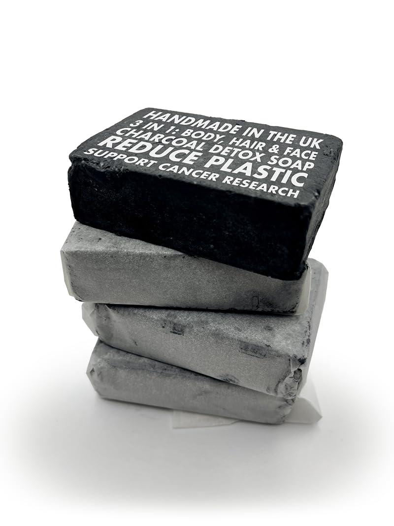 fkd. fkd. 6 Pack. Luxury 3-in-1 Hand made, Charcoal detox soap bar for men (Face, Body & Hair)., Black