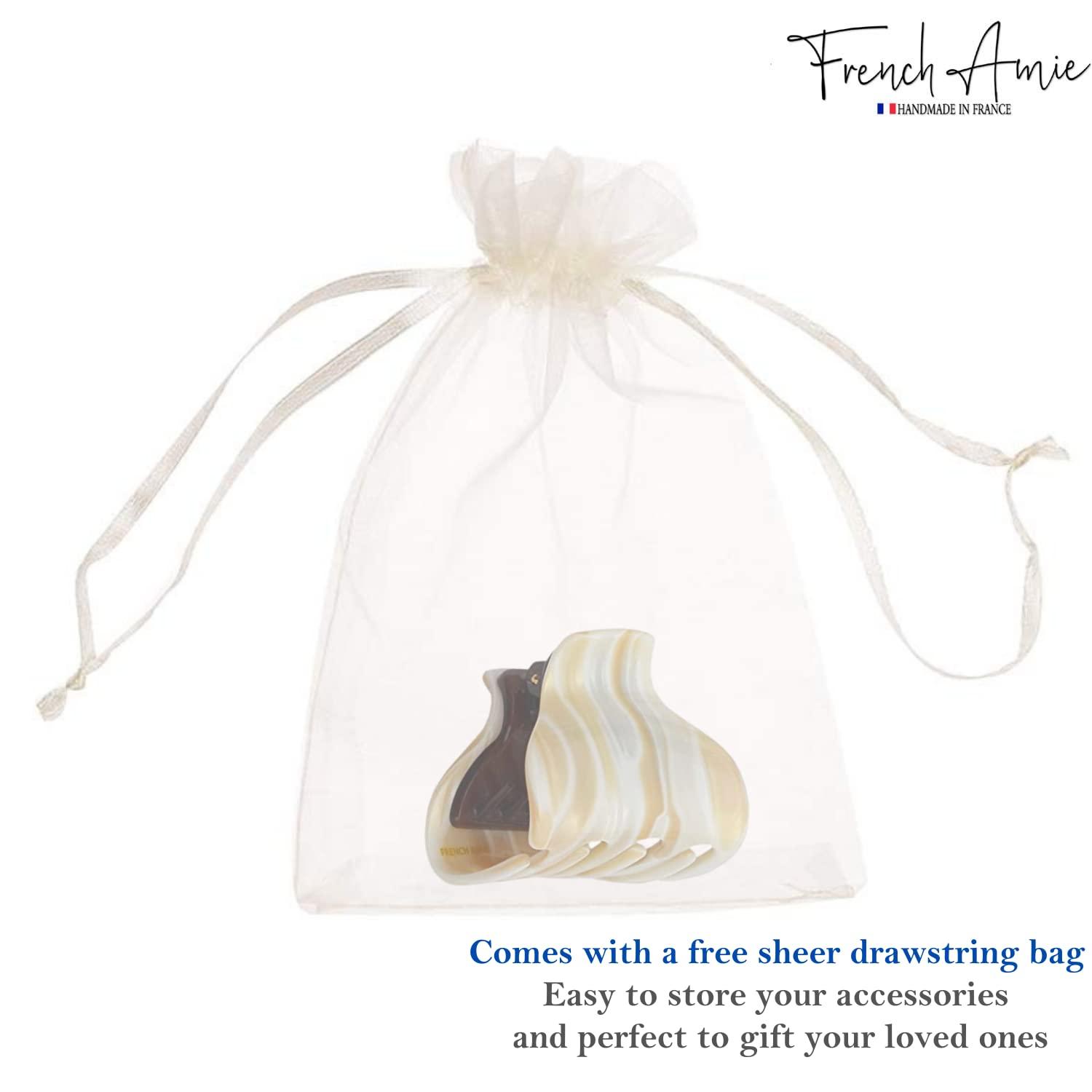 French Amie French Amie Big Fat Marble Cream Off White Handmade Jaw Hair Grip Claw Clips Clamps for Women and Girls for Thick Hair (5 cm / 2 Inch)