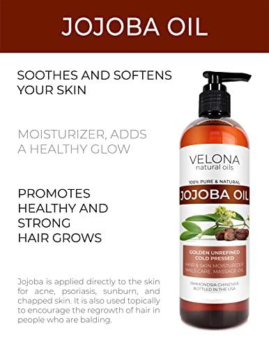velona Jojoba Oil - 64 oz | 100% Pure and Natural | Golden, Unrefined, Cold Pressed, Hexane Free | Moisturizing Face, Hair, Body, Skin Care, Stretch Marks, Cuticles
