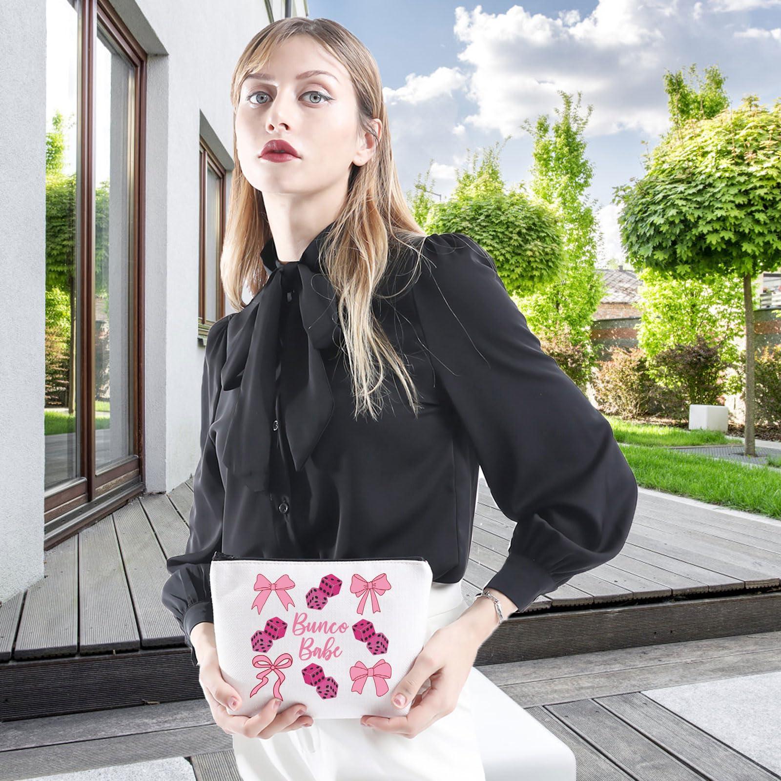 WCGXKO WCGXKO Bunco Gift Game Night Cosmetic Bag Bunco Gambling Lover Zipper Pouch Makeup Bag (Bunco bow)