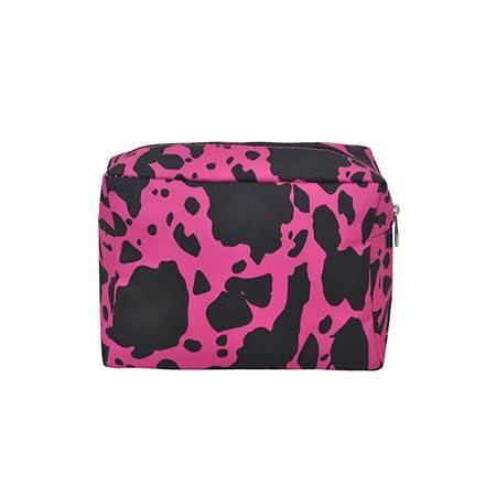 NGIL NGIL Makeup Bag for Women, Cute Cosmetic Bag, Lightweight Toiletry Make up Bag, Large Aesthetic Organizer Storage Pouch for Girls, Large Pouch, Toiletry Pouch (Hot Pink Cow- Hot Pink)
