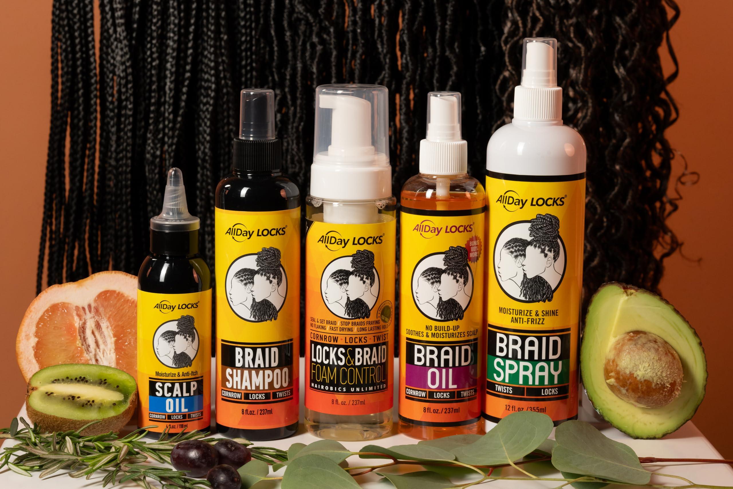 AllDay Locks AllDay Locks Braid Oil | Soothes, Moisturizes Dry & Itchy Scalp | Nourishing, Soothing, Protecting Oil | Rejuvenates & Refreshes Braids, Locks, Twists, Cornrows | 8 oz