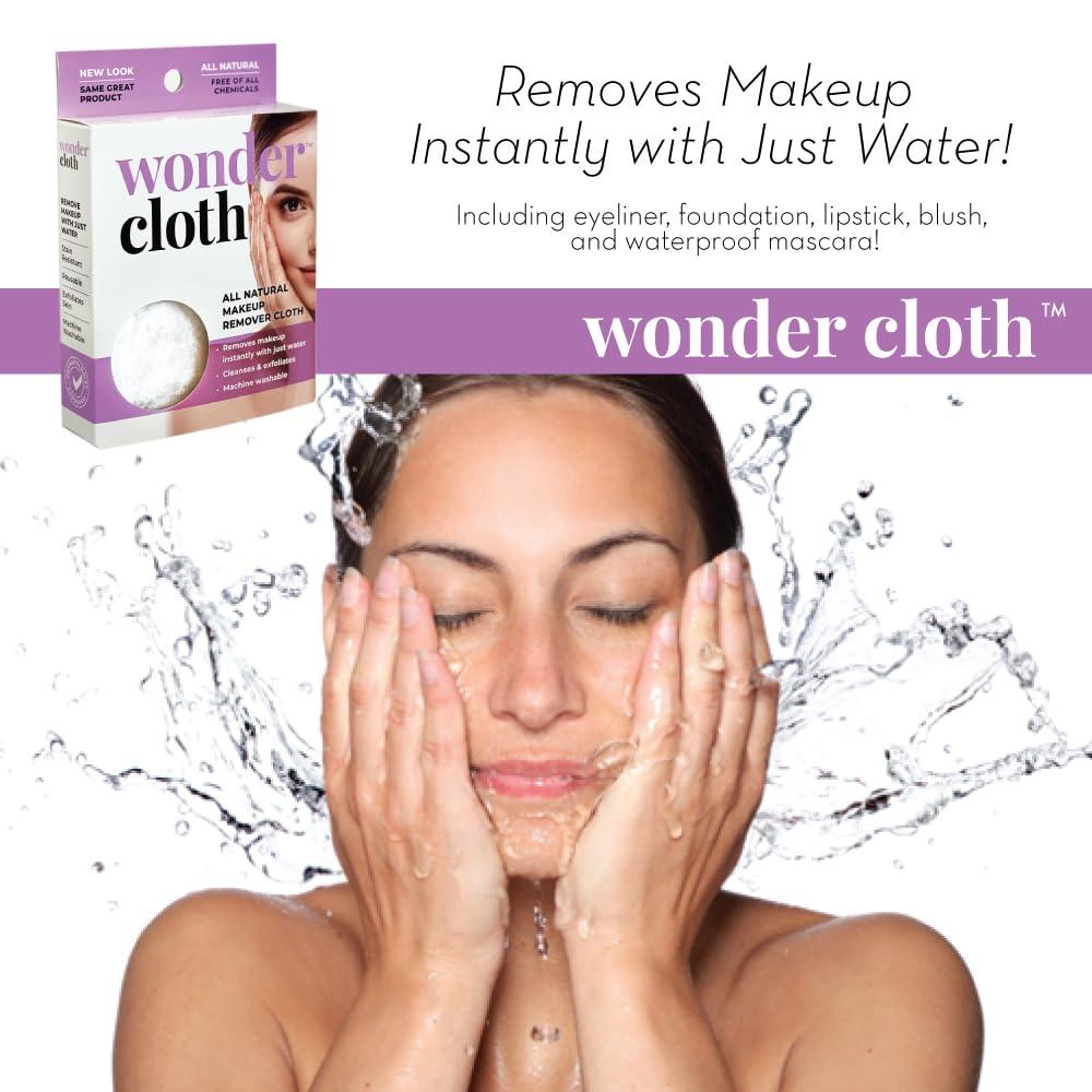 Wonder Wonder Cloth (Pack of 3) - All Natural Make-Up Remover Cloth, Removes Makeup Instantly with Just Water, Cleanses and Exfoliates, Machine Washable