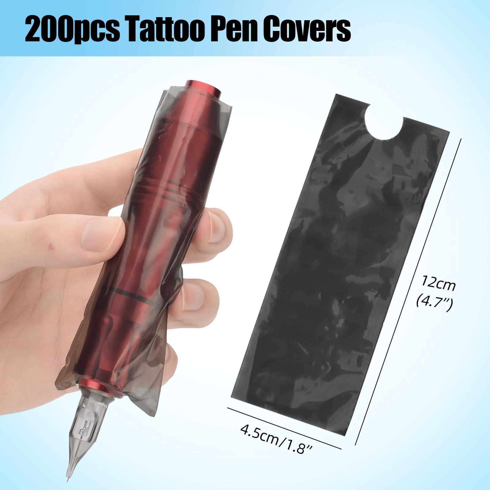 BAMTTOO BAMTTOO 200pcs Tattoo Machine Pen Covers Black Tattoo Machine Bags Disposable Tattoo Pen Sleeves Plastic Tattoo Pen Bags Tattoo Supplies for Tattoo Artist (200pcs Tattoo Pen Bags)