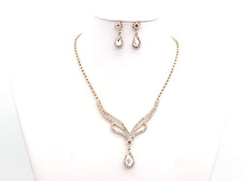 Weddingtopia Weddingtopia Gold Tiaras and Gold Crowns Wedding Tiaras Gold and Gold Crowns Plus Wedding Necklace set For Free– Bridal Gold Tiara Crown with side combs Birthday Gold Tiara and Crowns (Gold Clear)