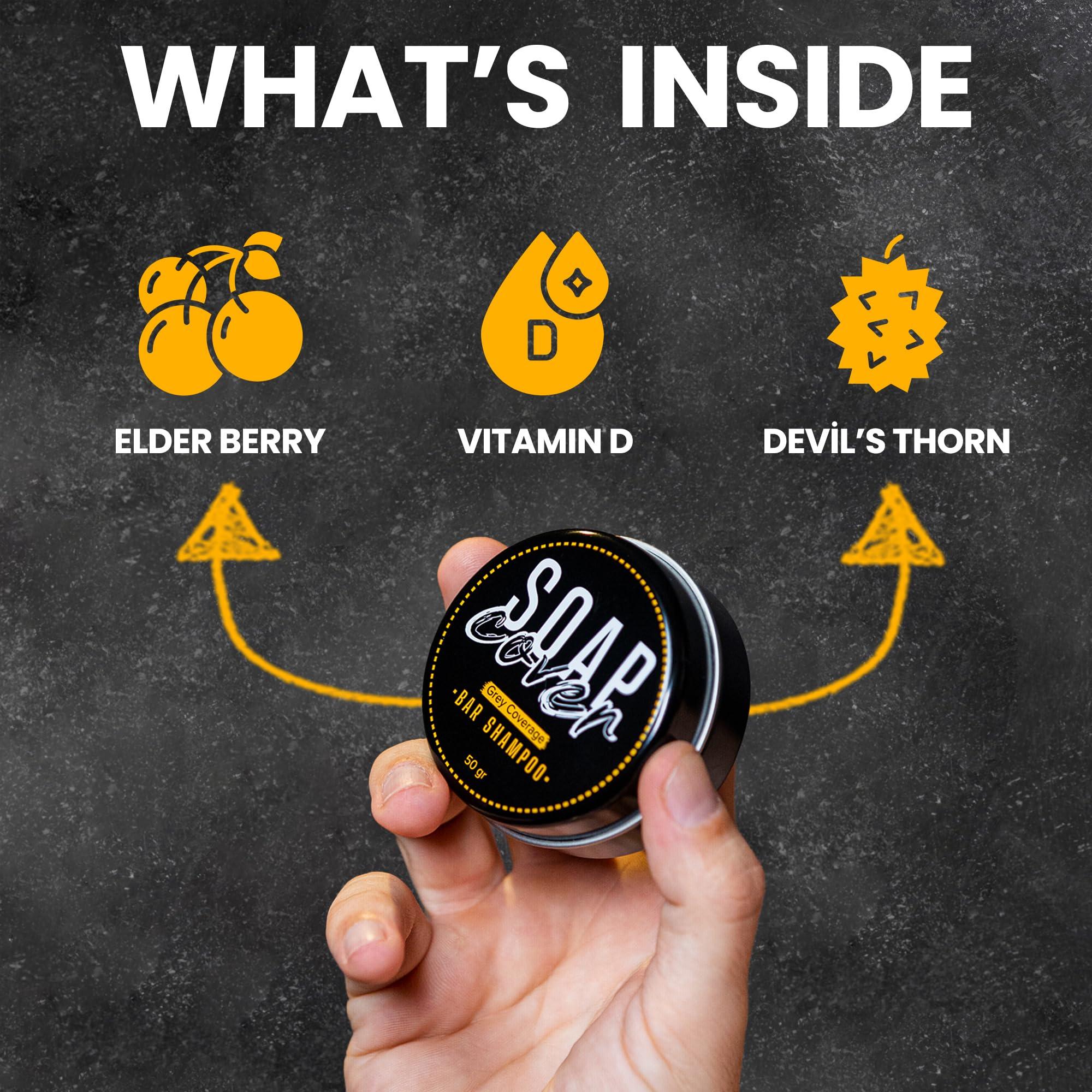 SOAP COVER SOAP COVER Black Soap for Gray Hair, Gray Hair Reverse Bar Shampoo, 1.7 Oz