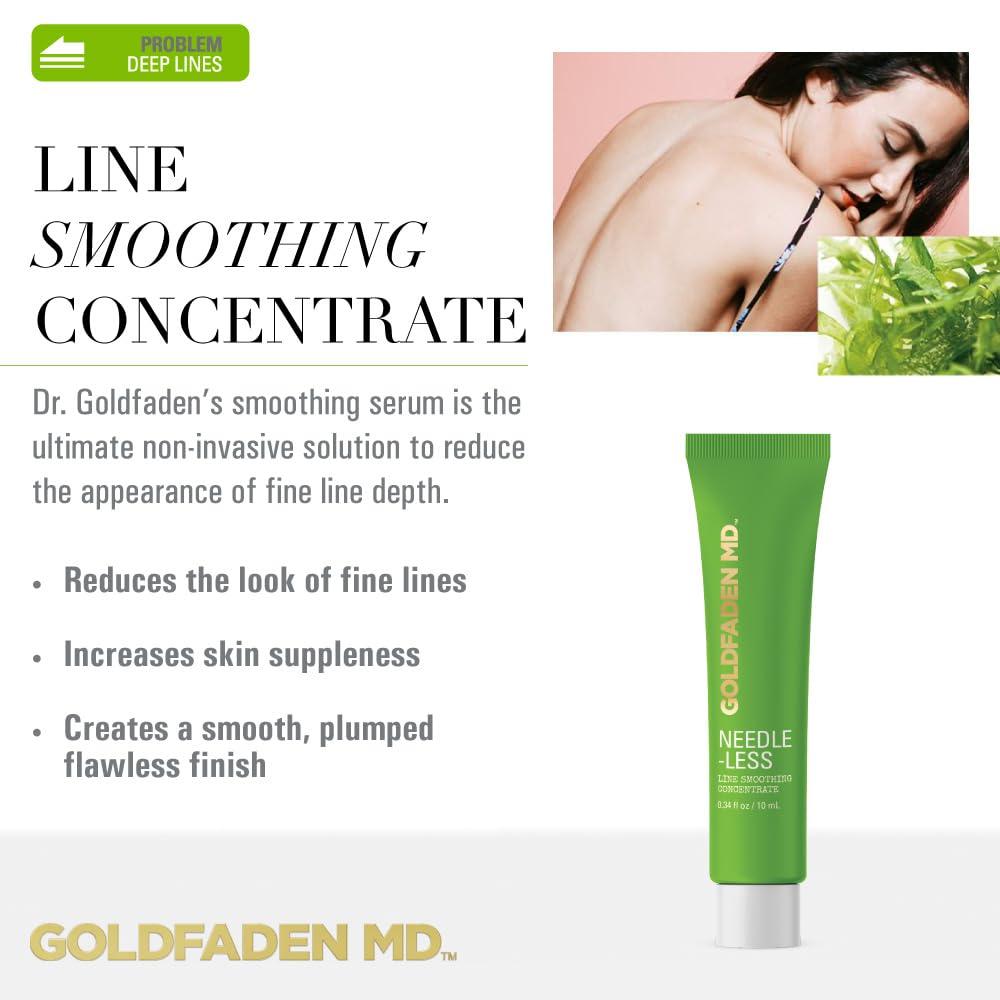 GOLDFADEN MD GOLDFADEN MD Needle-Less Line Smoothing Concentrate for Face & Neck | w/Seaweed Extract, Hyaluronic Acid, Hexapeptides, Organic Red Tea Extract TRIAL .34 Fl Oz
