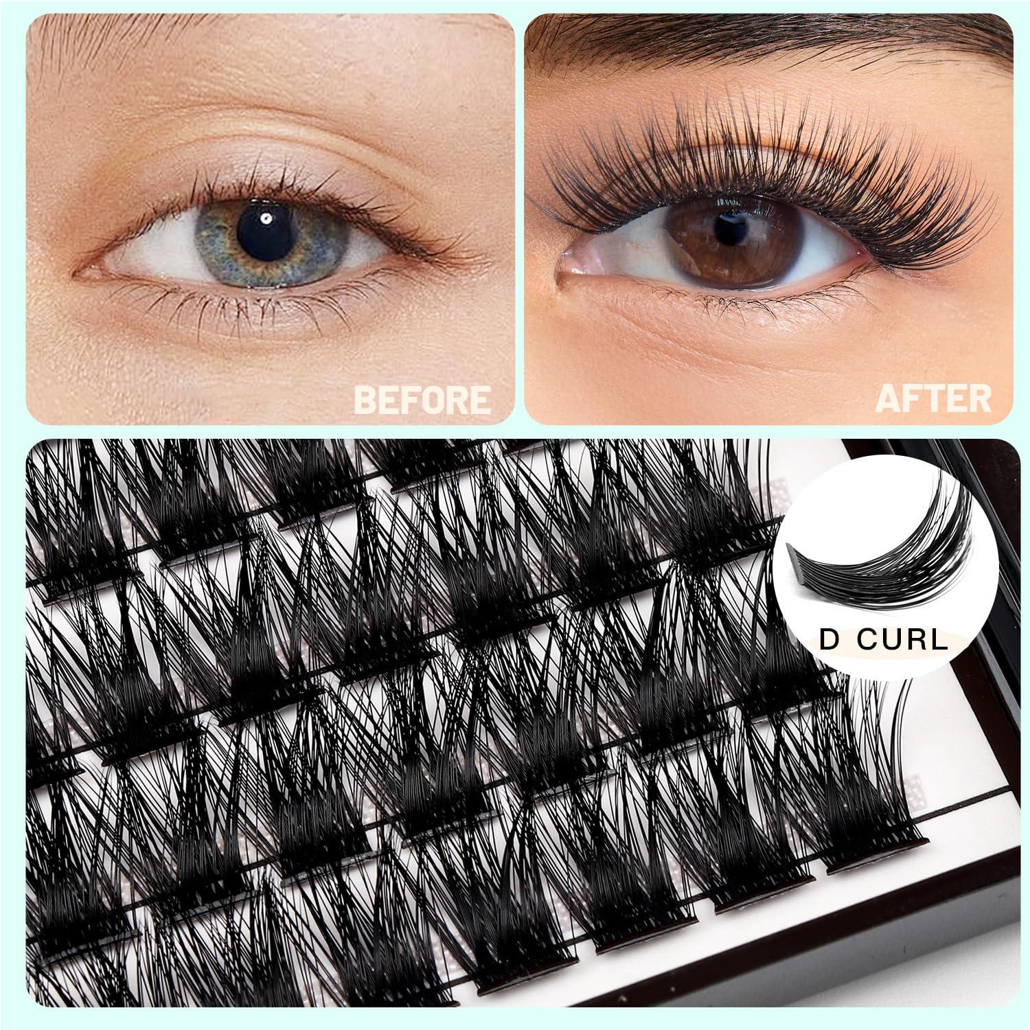 Bodermincer Bodermincer Lash Extension 132pcs D Curl 8-10-12-14mm Mixed Lash Clusters Segment Lash Clusters (January-8-10-12-14mm Mixed)