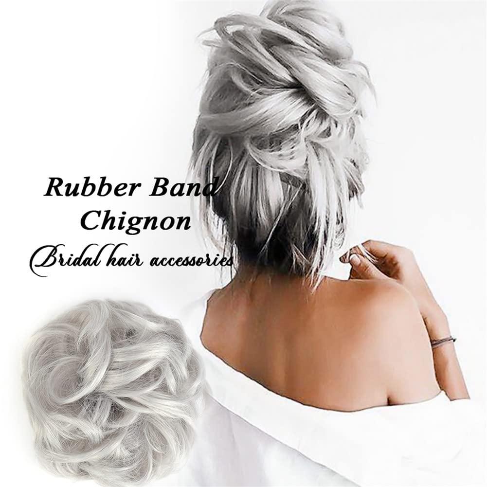 Vsadsau Vsadsau Synthetic Curly Messy Chignon Donut Hair Bun Elastic Hair Rope Rubber Band Wrap On Ponytailtail Hairpieces