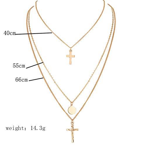 Doubnine Doubnine Gold Cross Chain Crucifix Pendant Multilayer Necklace for Women Everyday Christian Religious Jewelry