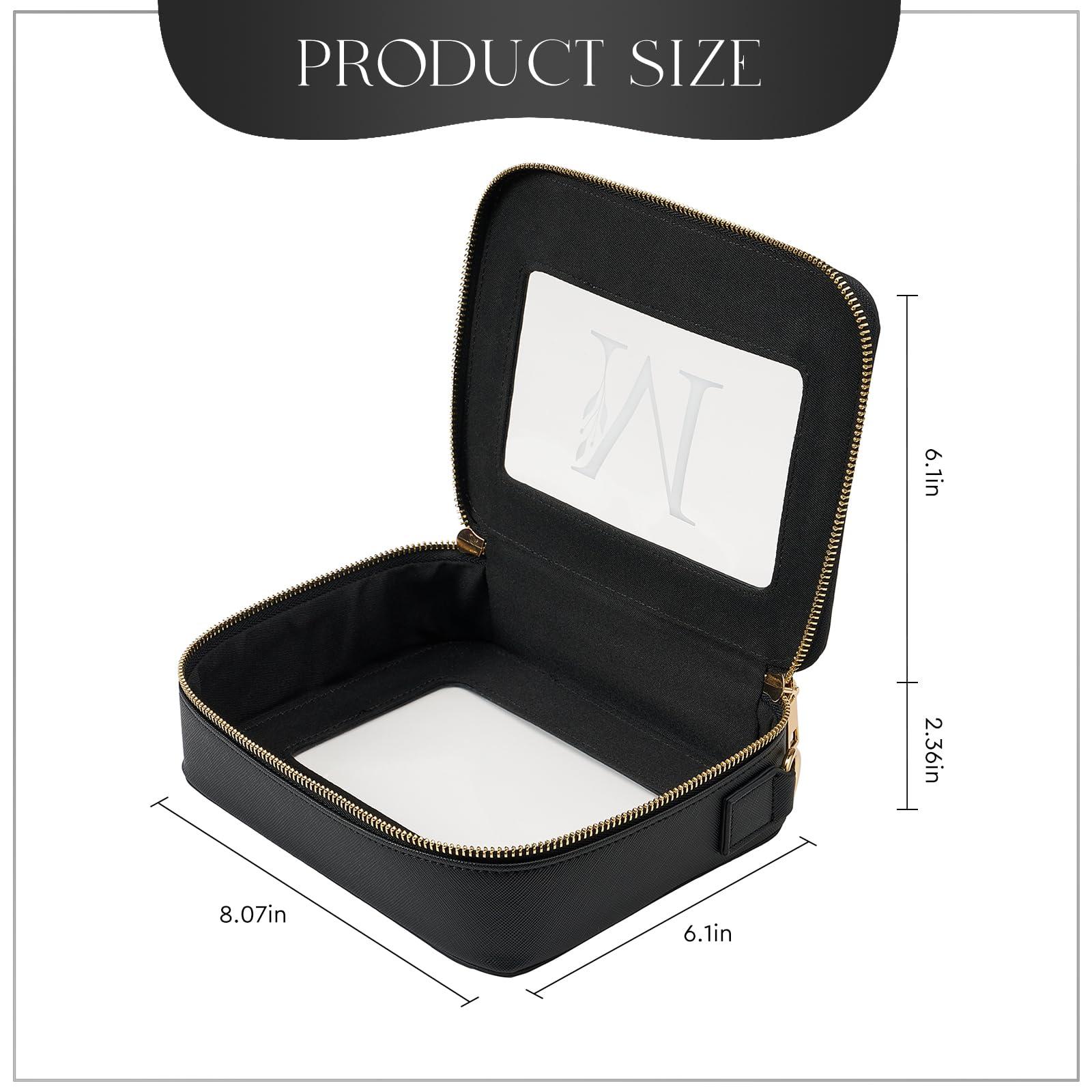 AW BRIDAL AW BRIDAL Initial Makeup Bags Monogram Makeup Bag Clear Toiletry Travel Bag with Shoulder Strap Small Clear Cosmetic Bag Women Clear Makeup Bag with Zipper, Letter M