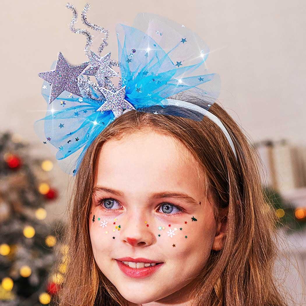 Brishow Brishow Bow Star Headbands Blue Princess Hairband Sequin Hair Hoop for Women