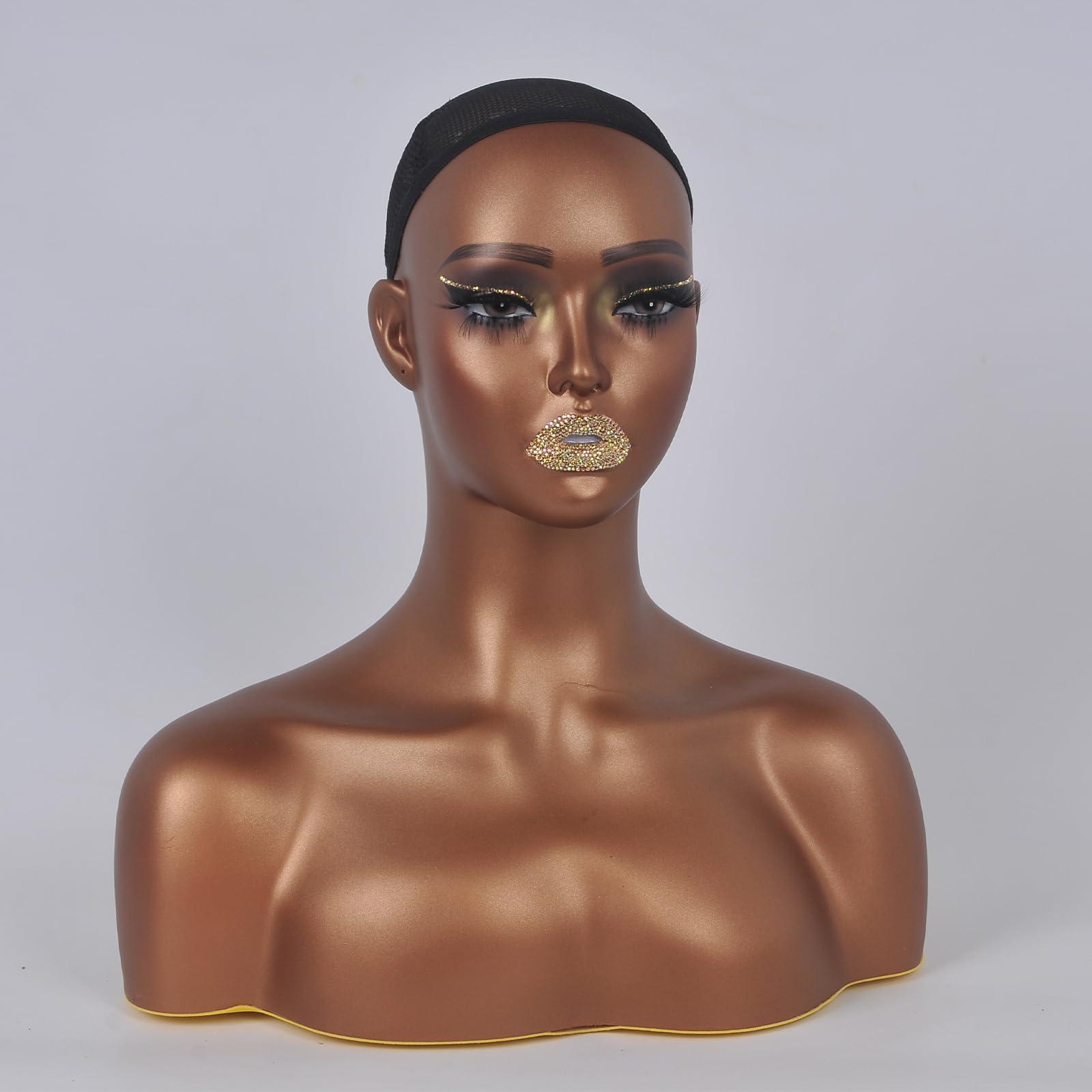 JINGFA JINGFA Mannequins Realistic Female Mannequin Head with Shoulder Display Manikin Head Bust for Wigs,Makeup,Beauty Accessories