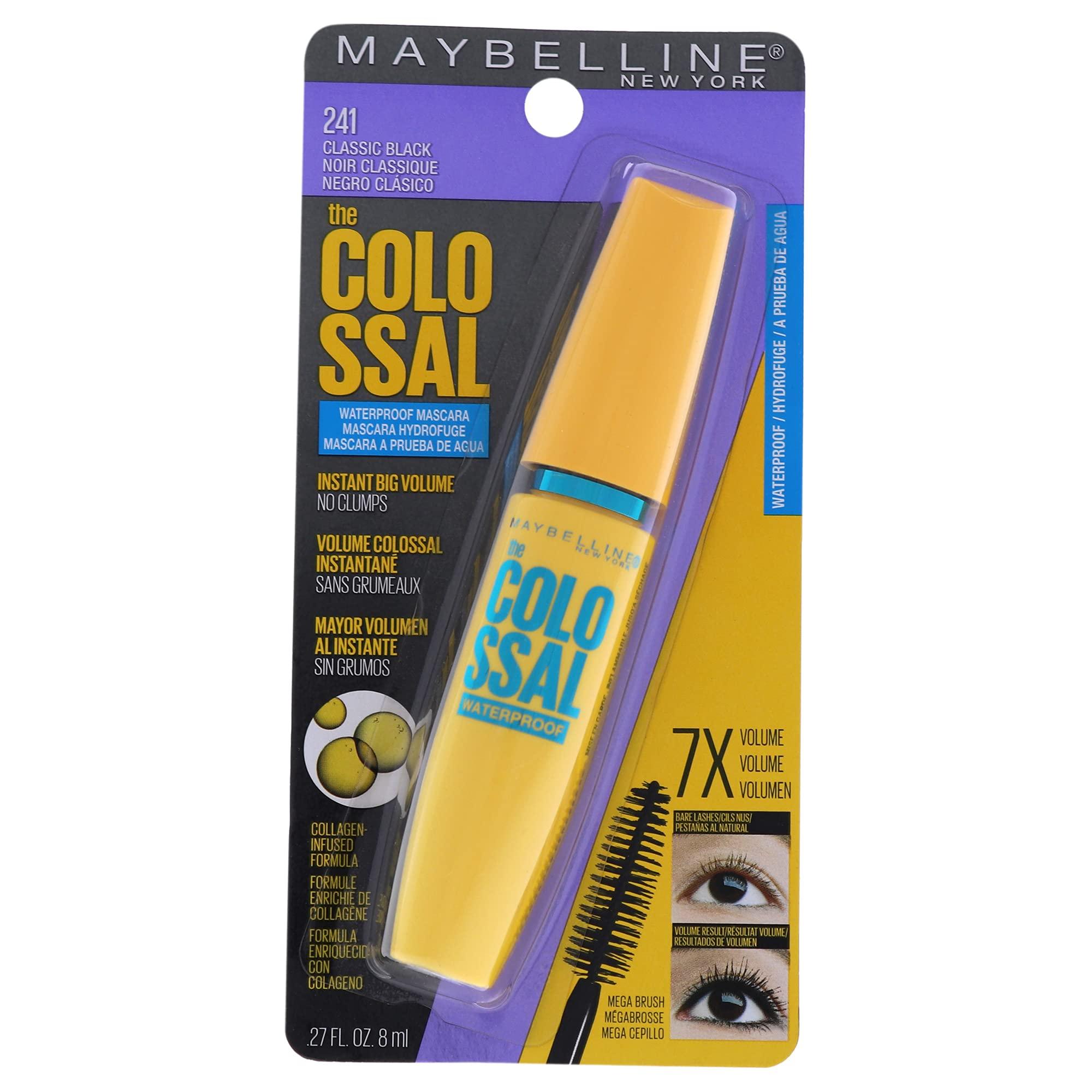 Maybelline New York Maybelline Volum\' Express The Colossal Waterproof Mascara, Volumizing, Thickening, Clump-Free Make Up Formula, Classic Black, 1 Count