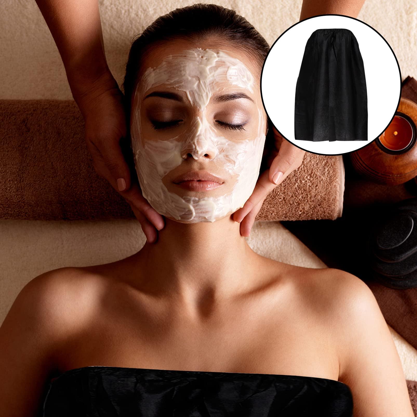 EXCEART EXCEART 10Pcs Disposable Bath Skirt Non Woven Salon Shower SPA Dress Towels Bathtub Body Wrap for Women Ladies Black