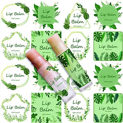 CRASPIRE CRASPIRE Lip Balm Labels 80pcs Homemade Lip Balm Labels 2 Clear Lip Balm Labels for Tubes Printable Waterproof Lip Balm Stickers Labels for Lip Balm Handcream Candle ContainerLeaves-White Green