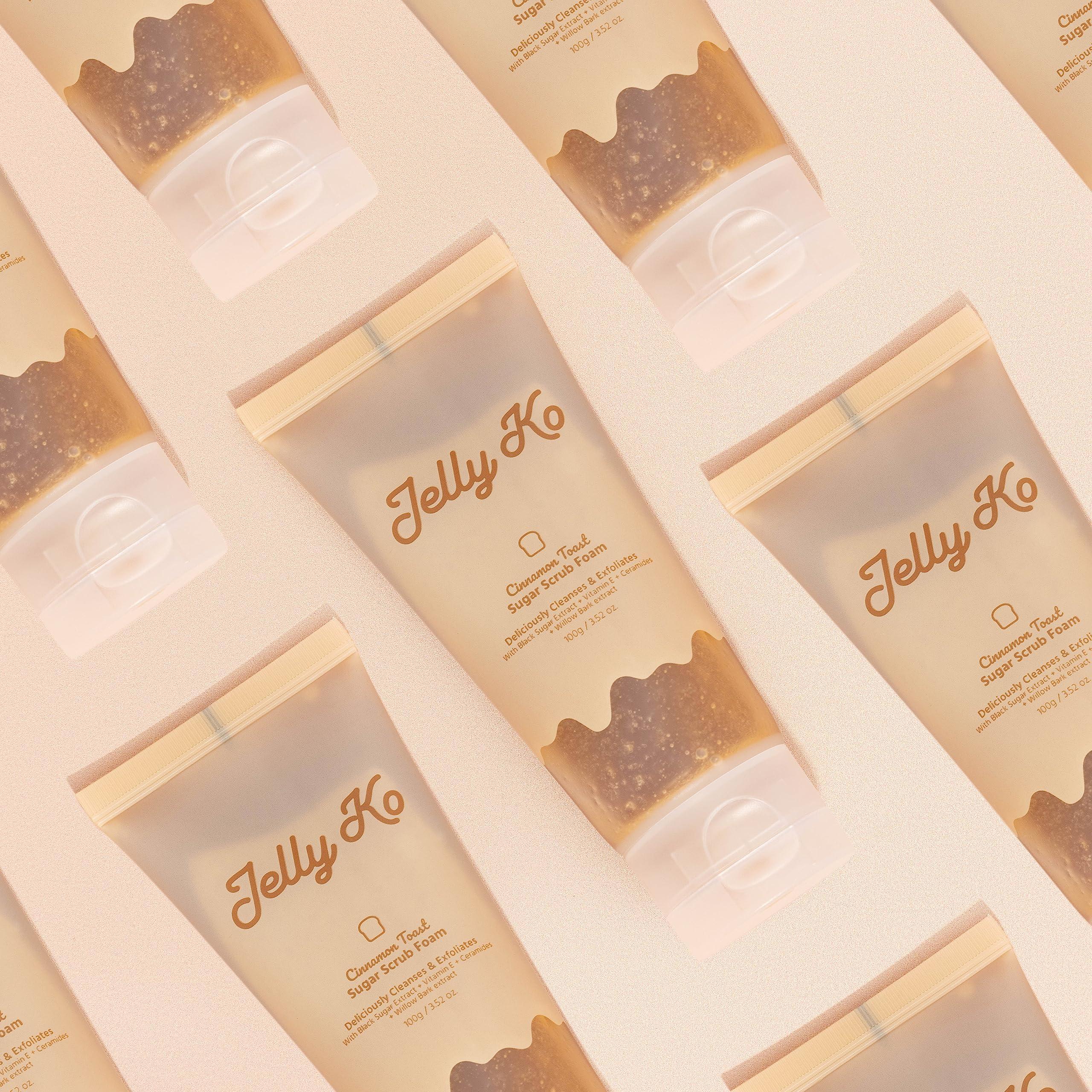 Jelly Ko Jelly Ko Cinnamon Toast Sugar Scrub Foam (3.52oz) - K-Beauty - 4-in-1 Cleanser, Exfoliator, Lip Scrub & Body Scrub - Cruelty Free - Oily, Acne-Prone & Combination Skin - Pore Cleanser