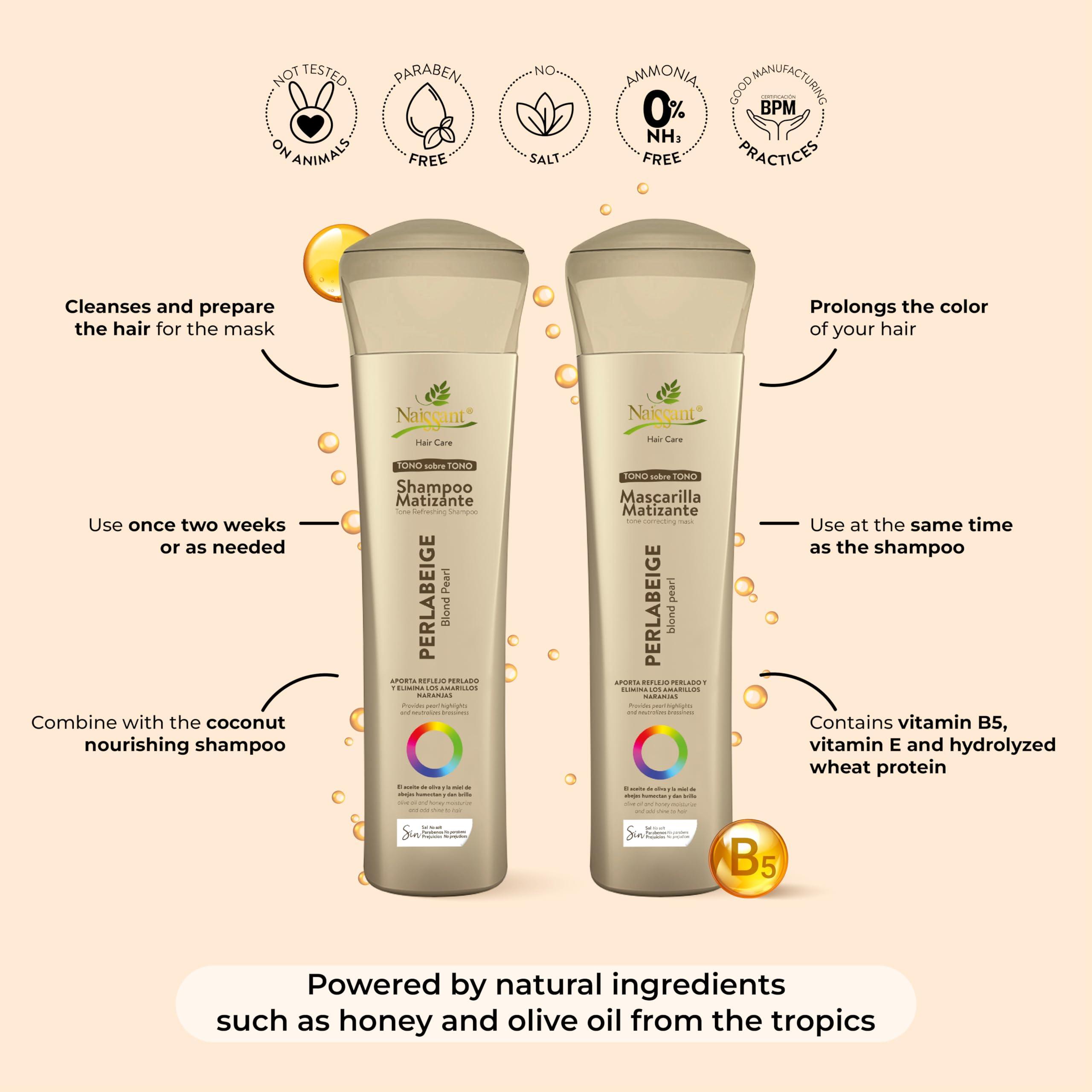 naissant Naissant Set Purple Shampoo & Toning Mask | Eliminates Brassiness | Neutralizes Yellow & Orange Tones | Paraben, Ammonia & Sulfate Free | Pro-Vitamin B5, Olive Oil & Honey (Perla Beige) 10.1 Fl Oz