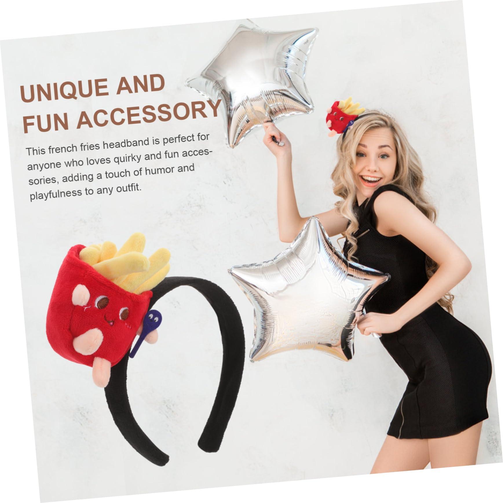GALPADA GALPADA Cartoon Funny French Fries Head Button Headband Skincare French Fries Headdress Dress Hoop Outfit Headband Novelty Headbands for Women French Fries Women Burger Cap Birthday Fabric