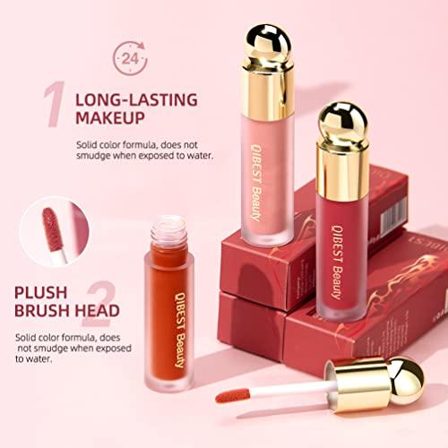 KQueenest Red Liquid Blush for Cheeks,KQueenest Soft Cream Blush,Matte Effect Natural Blush Tint with Dewy Finish Long-Wearing Cheek Tint Blendable Blush Oil for Face Makeup(Sweat Bean)