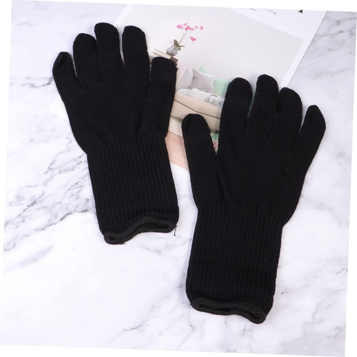 NOLITOY NOLITOY 2 Pairs Hair Curler Heat Resistant Gloves Hair Curler Glove Hair Straightener Gloves Hair Straightener Curling Glove Heat Resistant Glove for Hair Styling Curlers Mittens Black