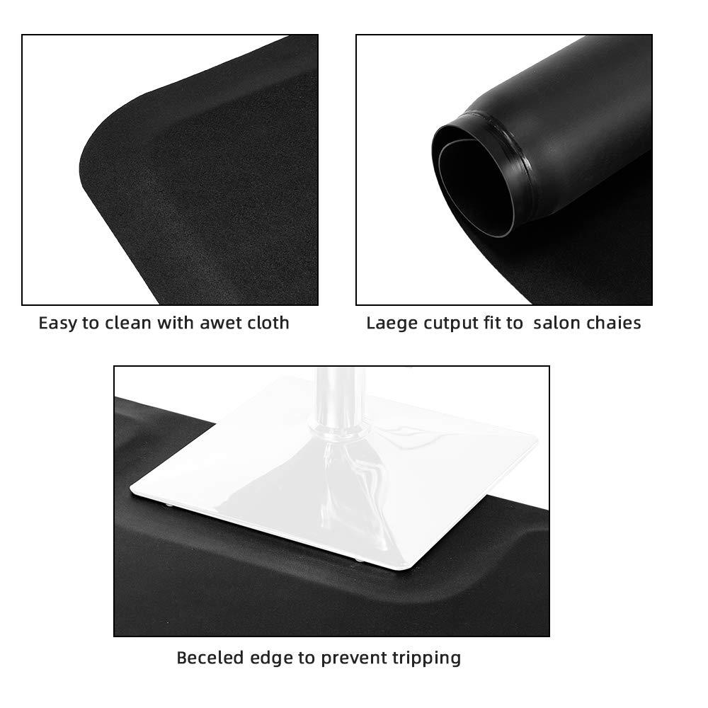 WEI WEI GLOBAL Barber Chair Mat - Beveled Edges Square Beauty Salon Mat - Anti Fatigue Floor Mat for Square Base Styling Chair - Thick Barber Mat for Hairstylist - Waterproof and Nonslip - 3x 4x1/2" - Black