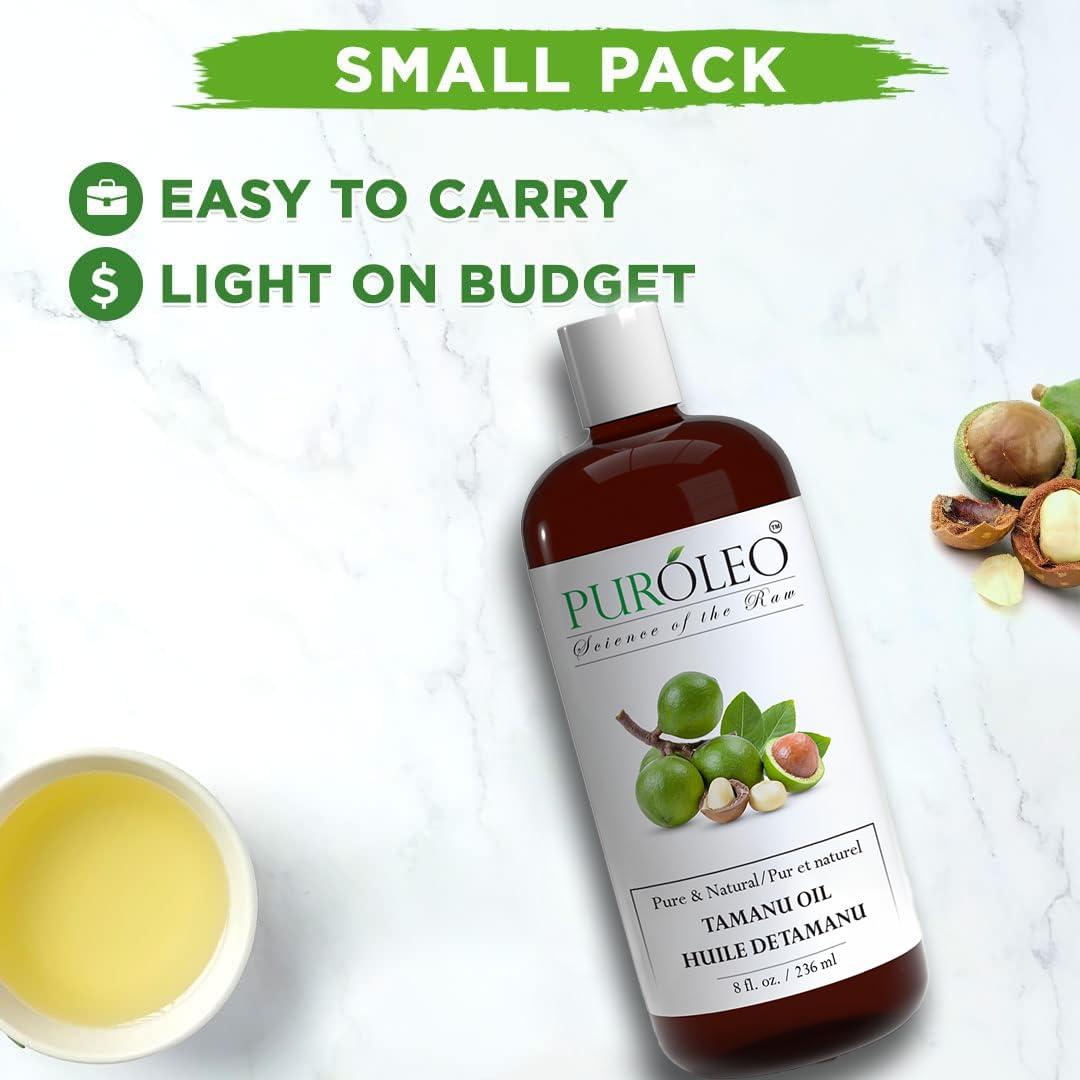 PURLEO PUROLEO Tamanu Oil 8 Fl Oz/236 ML (Packed In Canada) 100% Pure Certified | Natural Cold Pressed Unrefined Oil for Hair & Face Premium packaging with Eye Dropper tamanu oil for face skin virgin