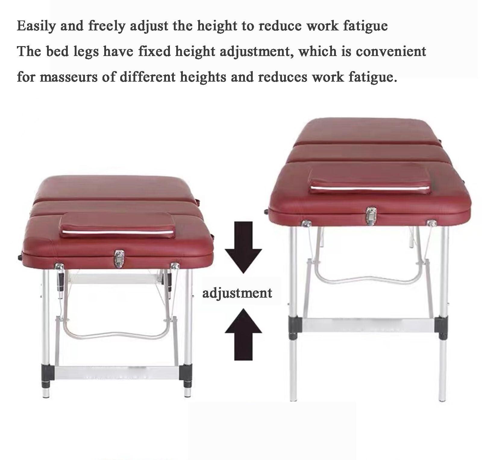 NinthAvenue Basics Professional Massage Table Portable Massage Bed Lash Spa Tattoo Bed Esthetician Adjustable 3-Fold Aluminum Legs Carrying Bag, W60cm