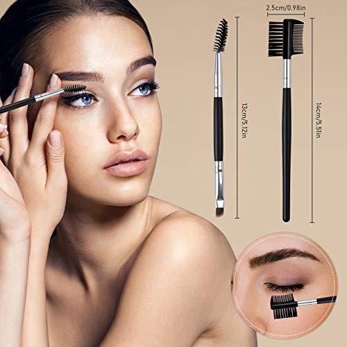 EBANKU Eyelash Comb Brush Tools EBANKU 4pcs Eyebrow Brush Comb Eyelashes Curler Lash Separator Tool Double Ended Professional Eye Brow Spoolie Brushes for Makeup Grooming (Black)