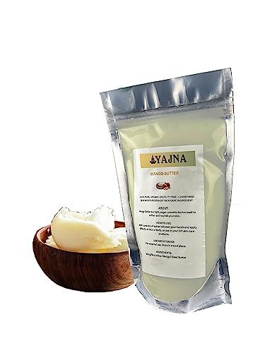 Yajna Yajna Organic Raw Mango Butter 100% Pure,Natural & Unrefined| Skin Moisturizer For Face, Body & Hair| 1 LBS/450 GM Ivory/White Grade A | DIY Creams, Balms, Lotions, Soaps| Softens Dry & Tough Skin