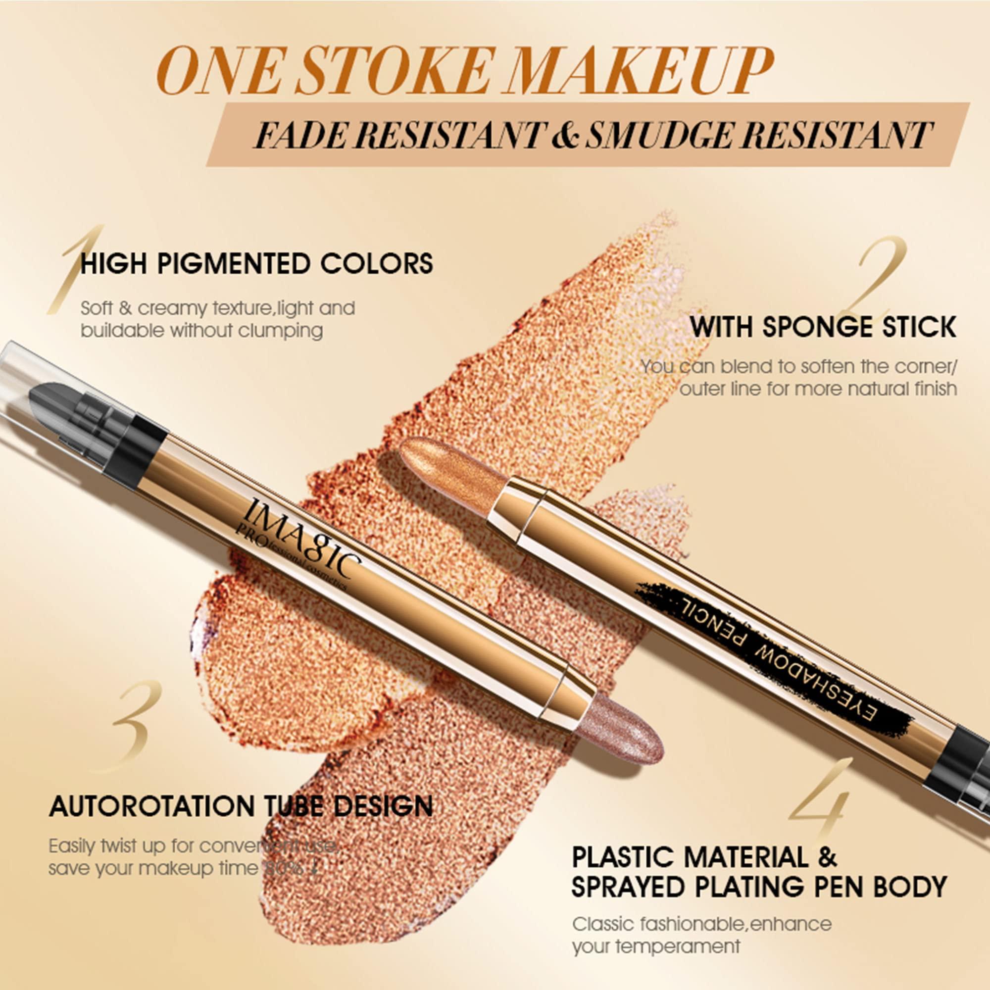 Wismee Wismee Eyeshadow Stick, Dual-end Matte And Shimmer Cream Eyeshadow Stick, Pearl White Champange Brightener Stick Highlighter Makeup Pencil Christmas Birthday Gift for Women (CHAMPAGNE)
