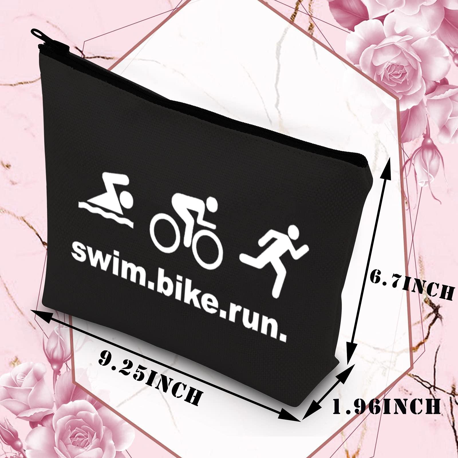 BDPWSS BDPWSS Triathlon Gifts Swim Bike Run Cosmetic Makeup Bag Travel Pouch For Women Triathlete Inspirational Gift Triathlon Lover Gift (swim bike run bl)