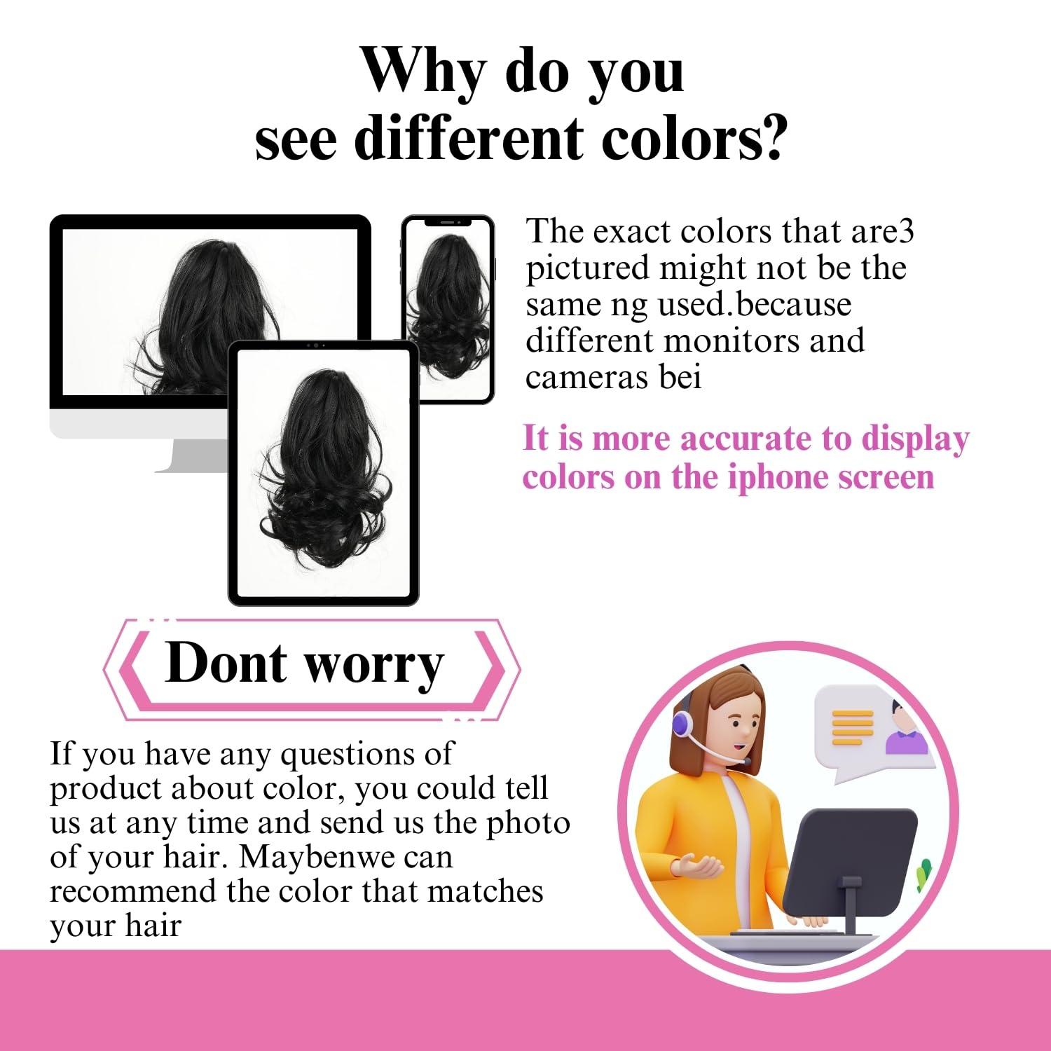 Juvabun JUVABUN Claw Clip Wavy Ponytail Extension 10&quot; -Black | Hair Extension Clips | Synthetic Ponytail Extension | Wavy Hair Extensions | Washable Realistic And Synthetic | Black