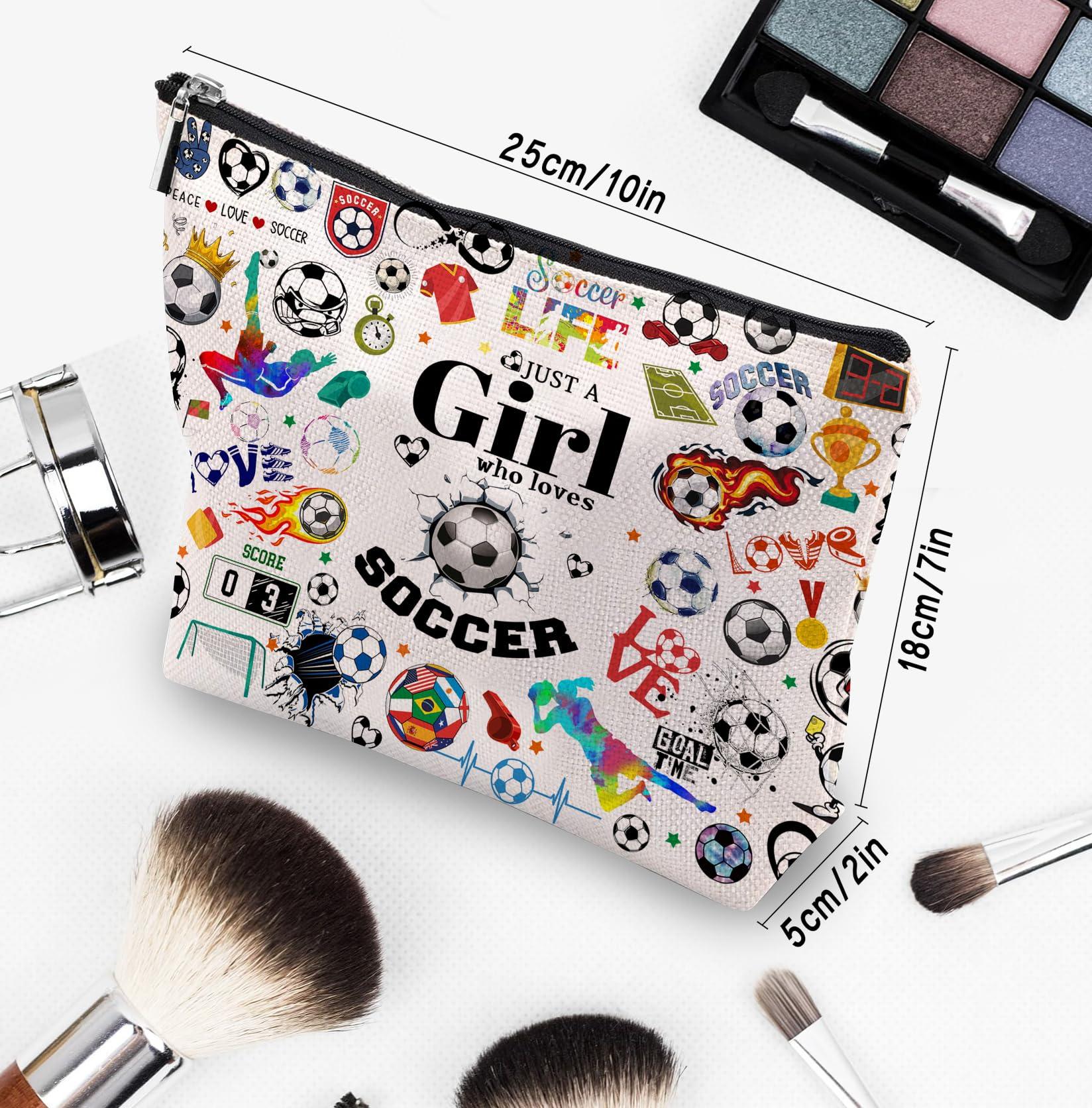 CEASQVAA CEASQVAA Soccer Gifts Makeup Cosmetic Bag for Women, Soccer Coach Gifts, Soccer Team Gifts for Soccer Lovers Players Fans Birthday Gifts for Her Women