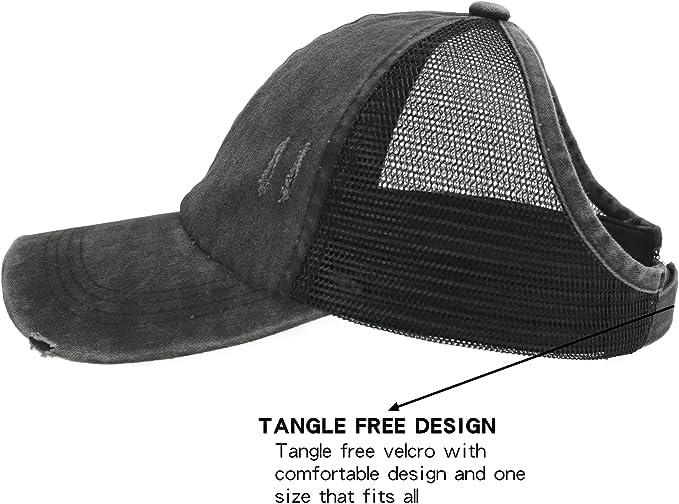 AICILY AICILY 2 Pack Backless Cap for Women Natural Curly Hair Hat Baseball Cap Afro Puff Ponytail Hat (S-blackwhite)