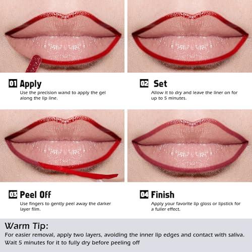 KIMUSE KIMUSE Peel Off Lip Liner Stain, Long Lasting Lip Tint Stain Peel Off, Waterproof, Transfer-Proof, Highly Pigmented Color Peel Off Lip Stain Liner, Matte Finish