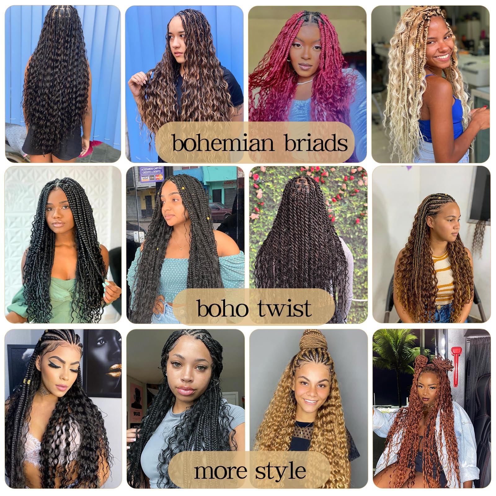 Love ORNAN Ocean Wave Crochet Hair 24 inch 7 Packs Long Deep Wave Curly Braiding Hair Soft Synthetic Curly Crochet Hair For Black Women(24 Inch, 4/27