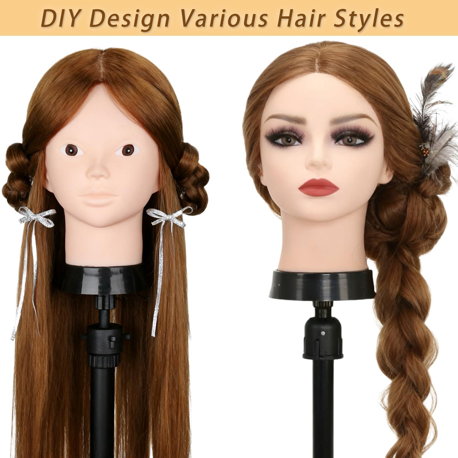 Beauty Star Beauty Star Mannequin Head with 80% Real Human Hair, Manikin Doll Head for Hair Styling, Cosmetology Makeup Hairdressing Training Practice Head with Clamp Stand and DIY Hair Styling Braiding Set